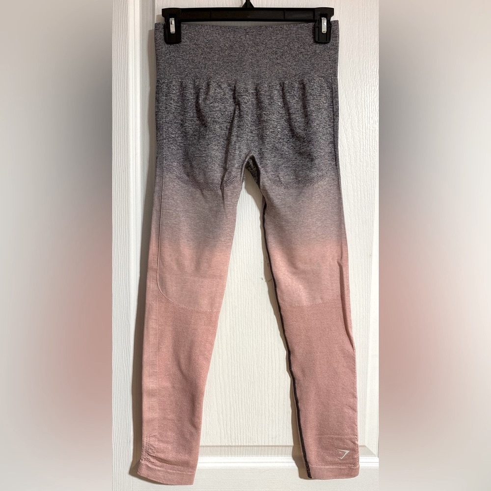 Gymshark Ombré Athleisure Pink & Grey Cute Workout Activewear Leggings O/S - Picture 7 of 9